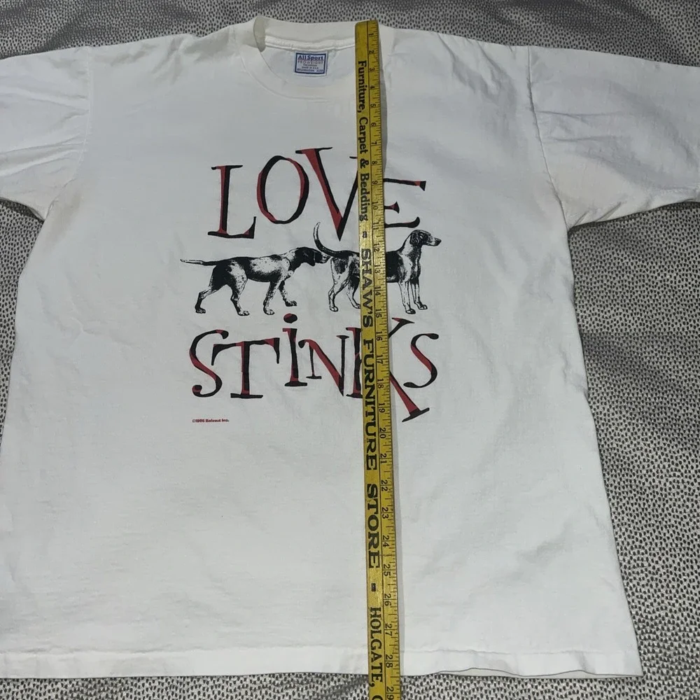 Vintage‎ Balzout Allsport T-Shirt Love Stinks Dogs Smelling Butt Men's XL 90's